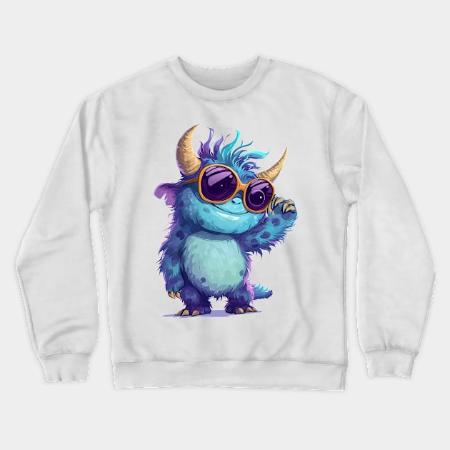 Cute Fluffy Monster Crewneck Sweatshirt by Obotan Mmienu